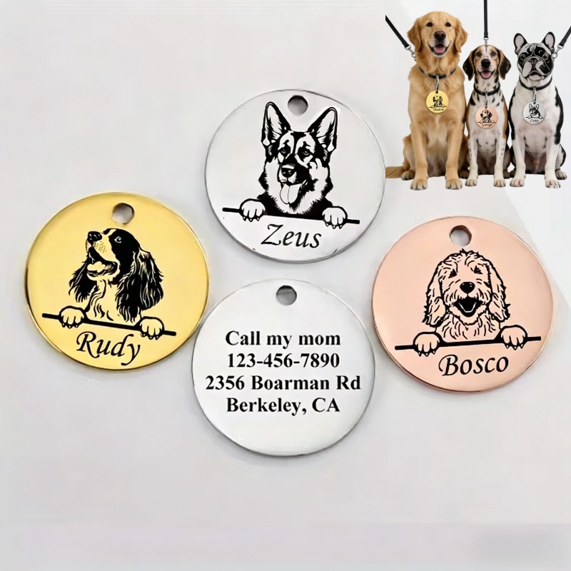 Pet Portrait Custom - Custom Pet Name Puppy Anti-lost Collars