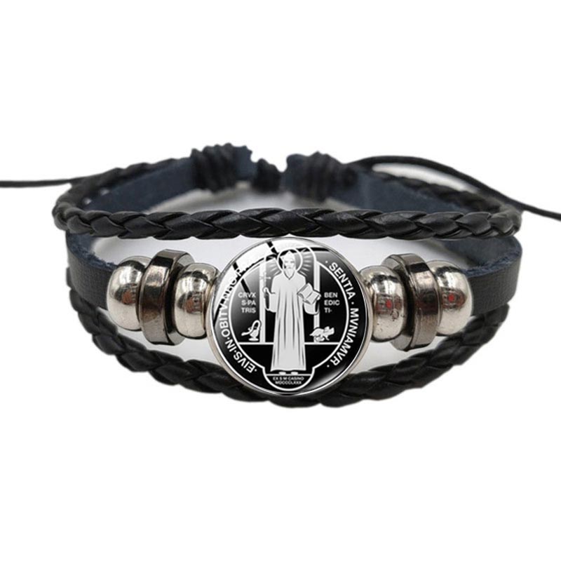 Coordinates Bracelet - Catholic Saint Benedict Exorcism Leather Bracelet