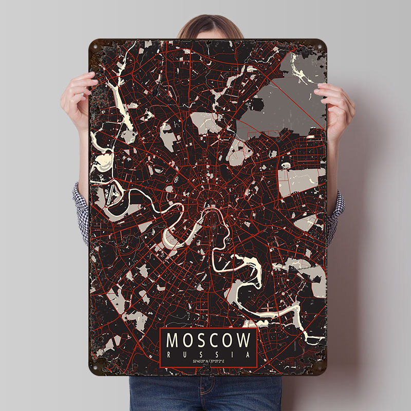 Moscow City Map Vector Metal P - Custom Map Poster 评论和价格