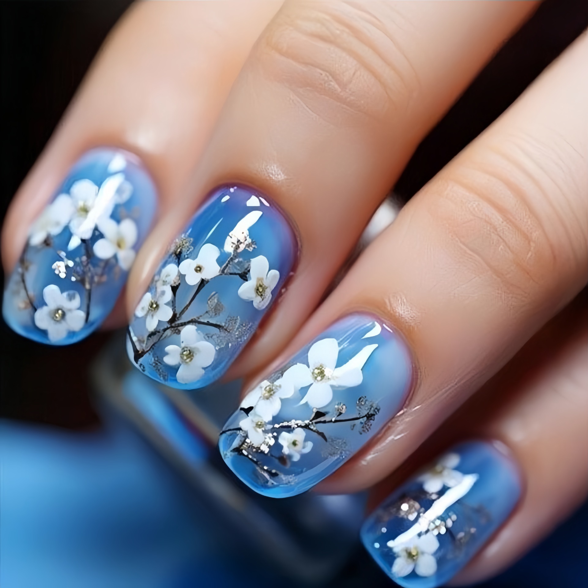 Medium fake nails for women gi - Pressed Flower Art 评论和价格