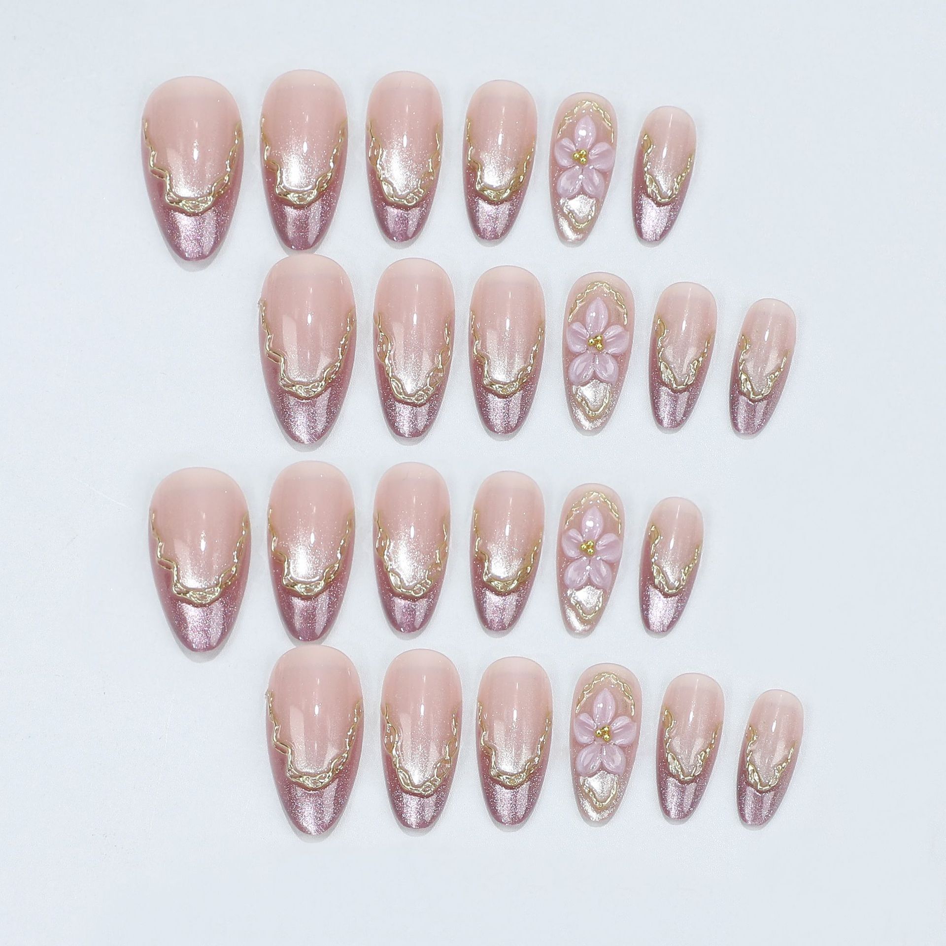 3D Flowers Fake Nails with Glo - Pressed Flower Art 评论和价格