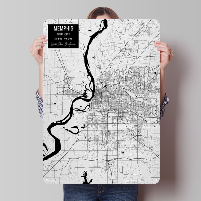 Memphis TN USA Tinplate Signs  - Custom Map Poster 评论和价格