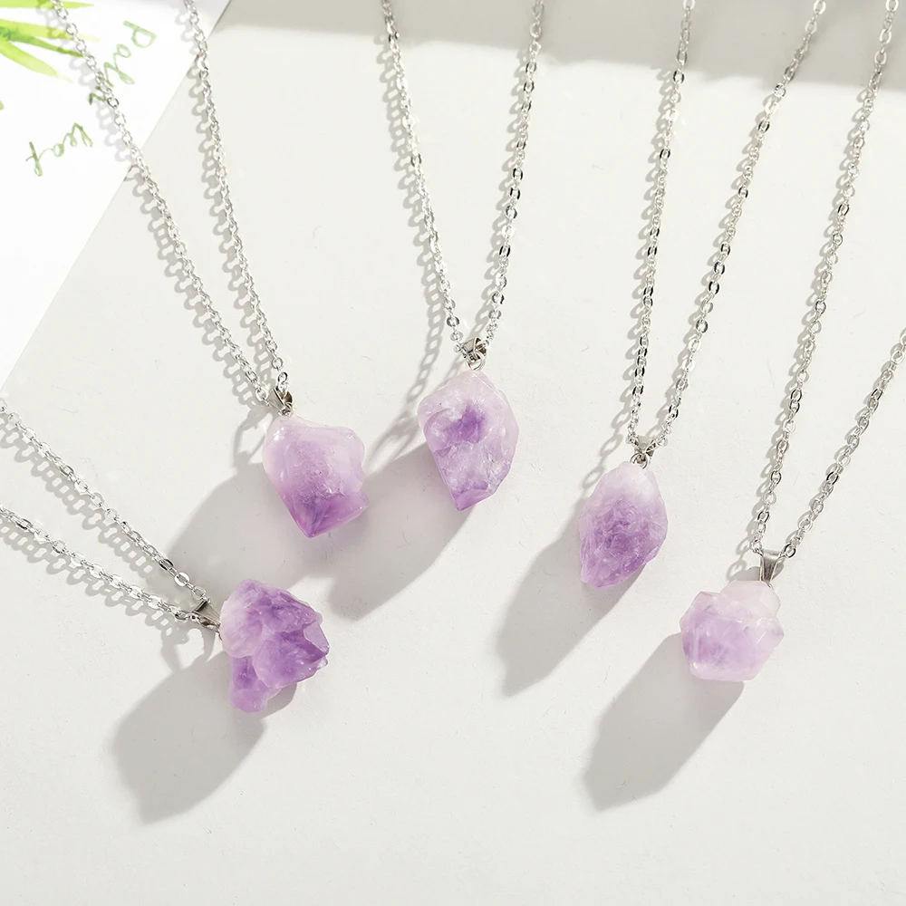 Natural Uruguay Amethyst Rough - Birth Flower Necklace 评论和价格
