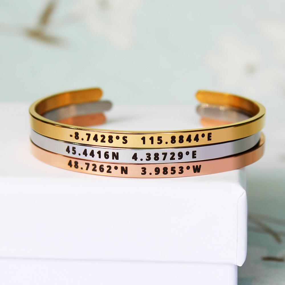 4mm Width Custom Coordinates B - Coordinates Bracelet 评论和价格