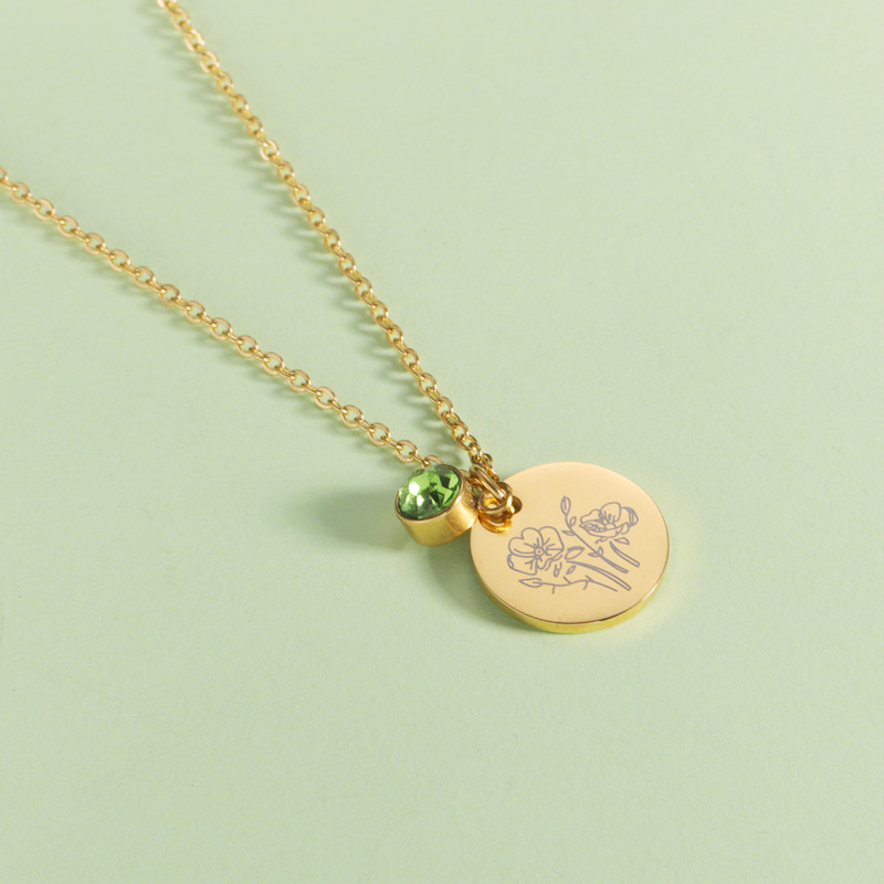 Crystal Birthstone Necklace fo - Birth Flower Necklace 评论和价格