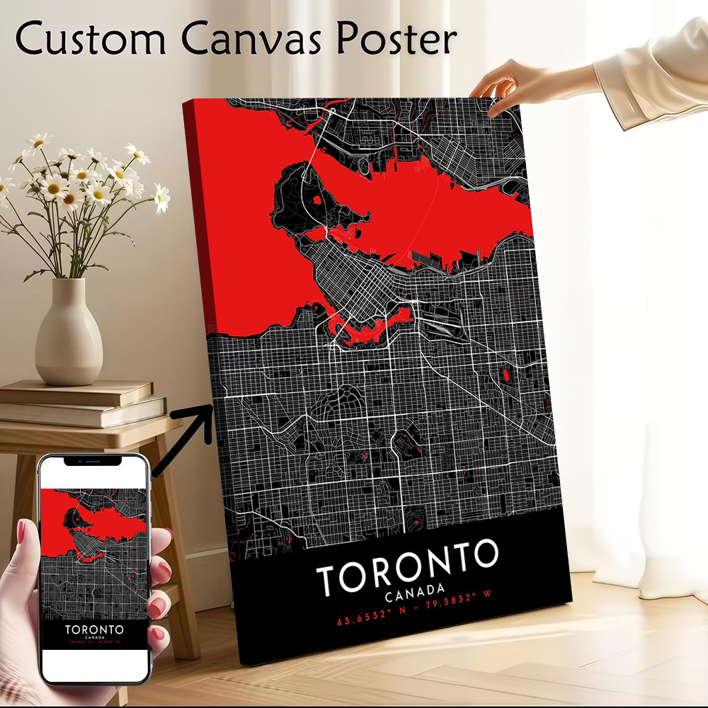Toronto Dark Map Canvas Wall A - Custom Map Poster 评论和价格