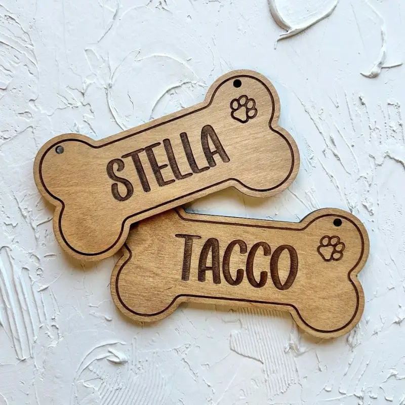 5PCS Custom Wooden Dog Tag - P - Pet Portrait Custom 评论和价格