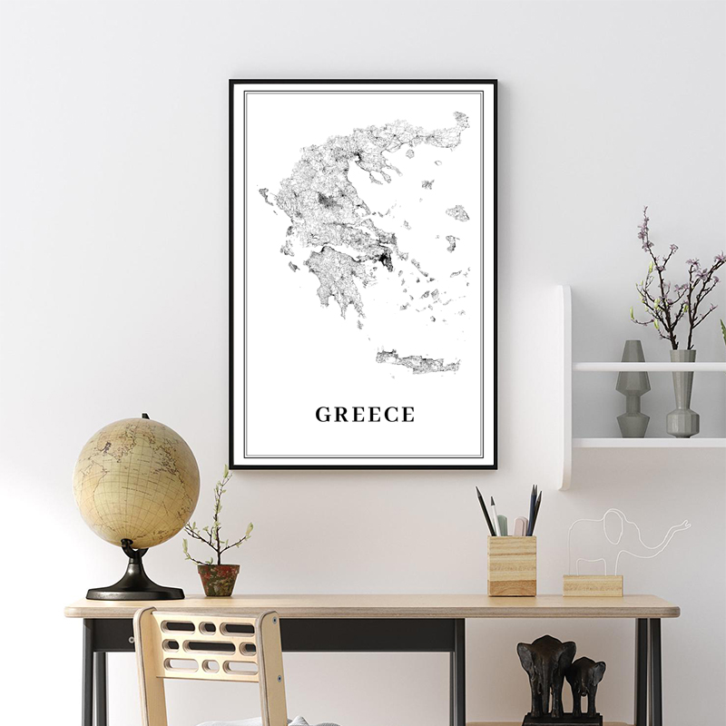 Greece Road Map Poster Black a - Custom Star Map 评论和价格