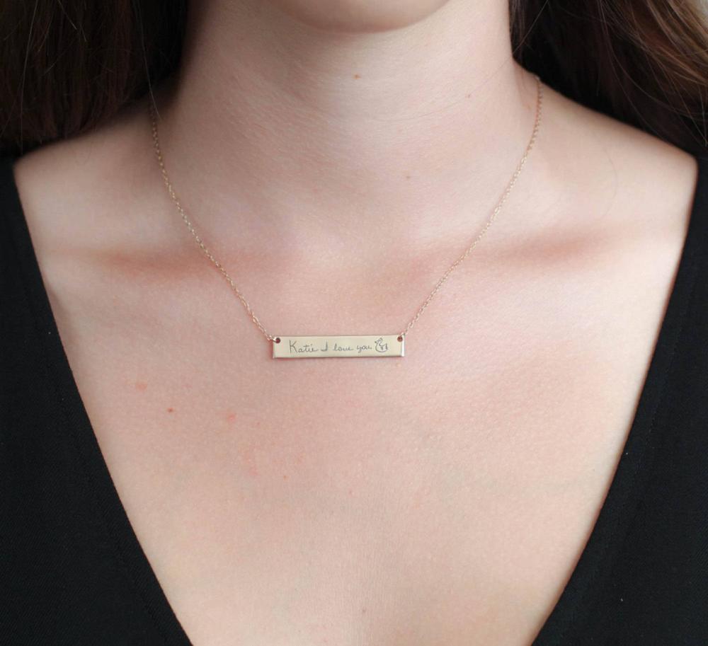 Personalized Custom Actual Han - Handwriting Necklace Bar 评论和价格