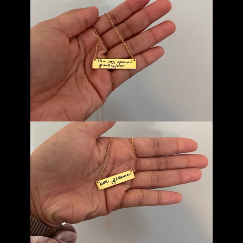Custom Handwriting Name Bar Pe - Handwriting Necklace Bar 评论和价格