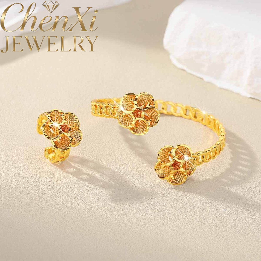 Sand Gold Floral Open-End Bang - Coordinates Bracelet 评论和价格